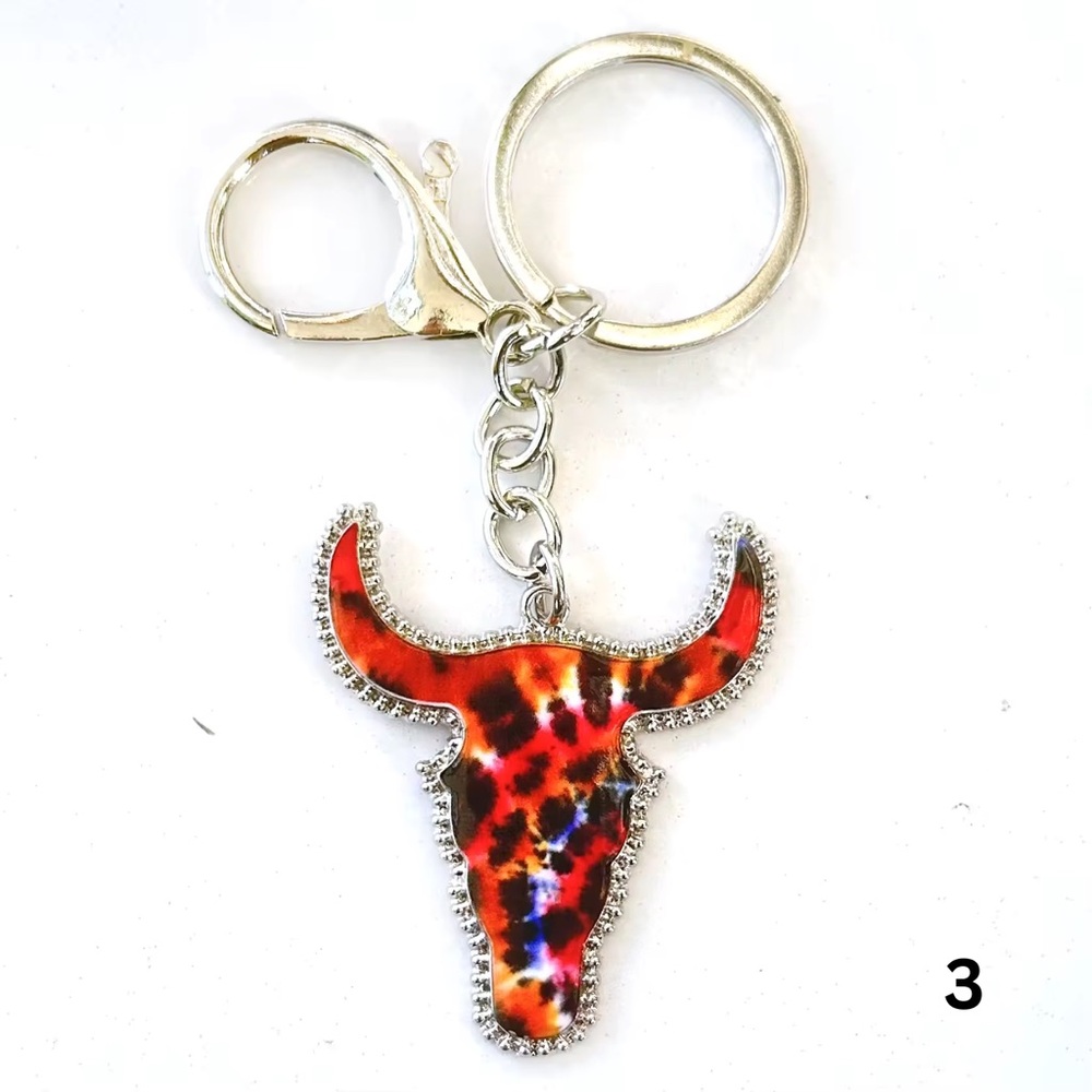 ❤️Buy Now❤️Western Bull Skull Enamel Bag Charm / Keychain - Picture 4 of 16